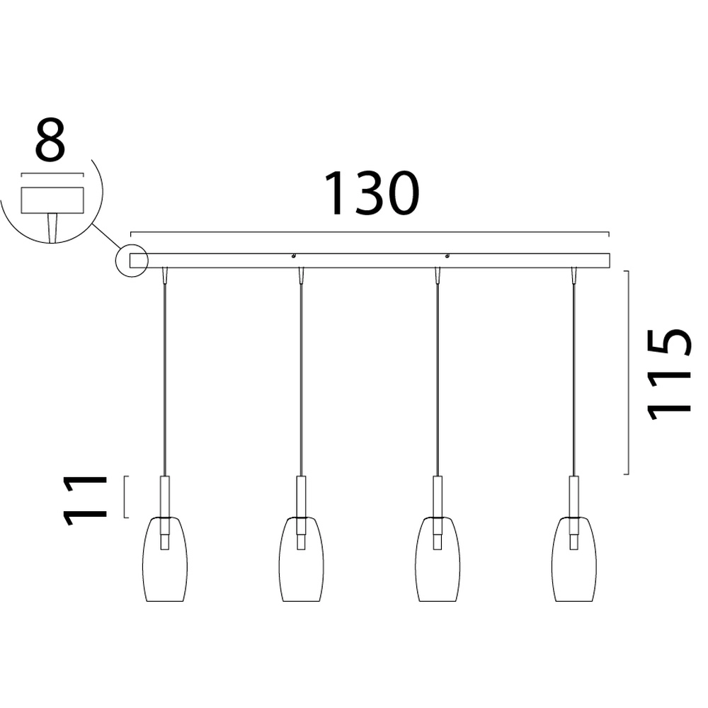 4L hanglamp Ø11,5cm Lido Olive met smoke-fading glas Masterlight 8718121324883