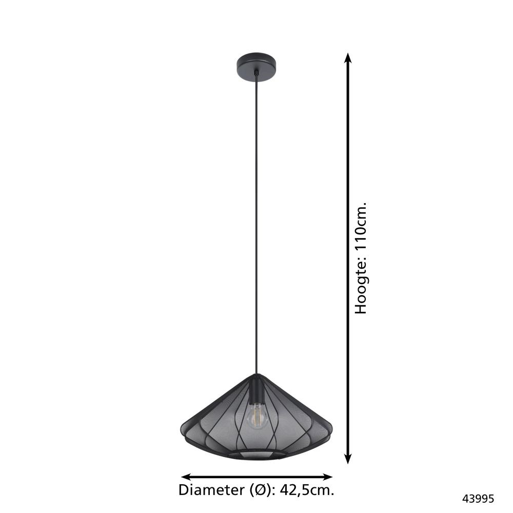 Hanglamp Ø 42cm Dolwen zwart - japandi Eglo 9002759439958