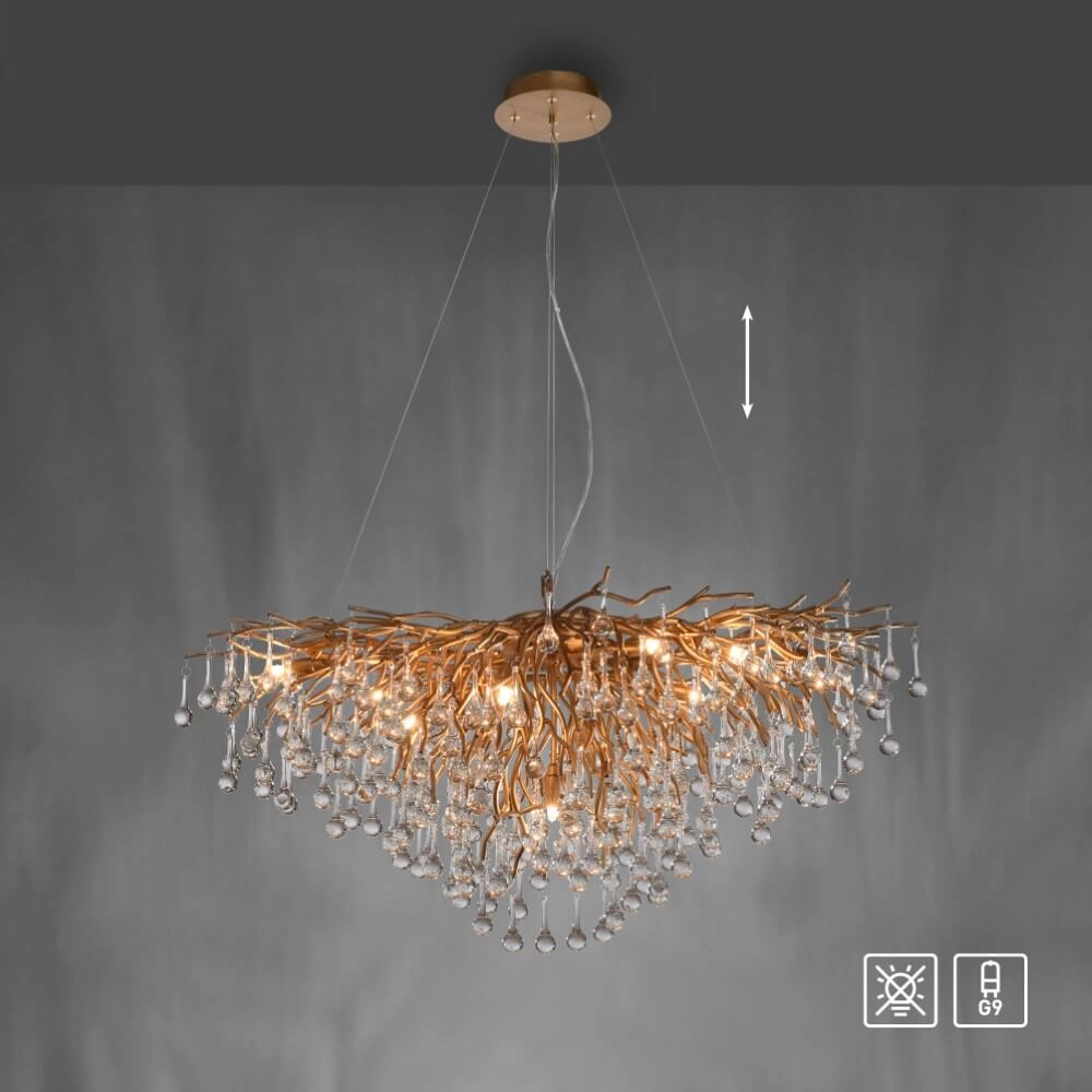 Unieke kroonluchter Icicle antiek messing Paul Neuhaus 4012248352120