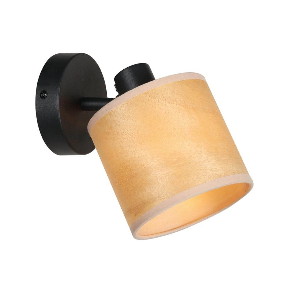 Wandlamp Bambus zwart met bamboe enkel