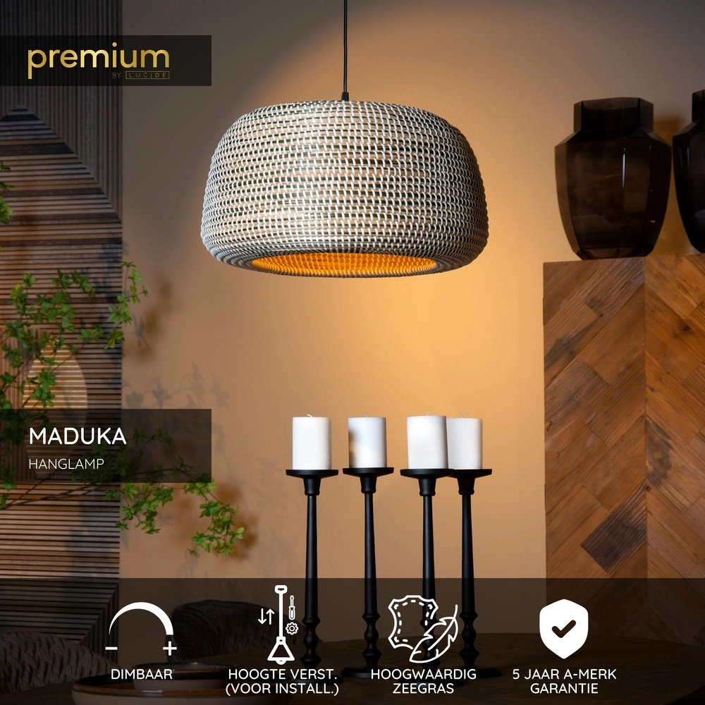 Zeegras hanglamp Maduka Ø 47cm - bruin Premium by Lucide 5411212106063