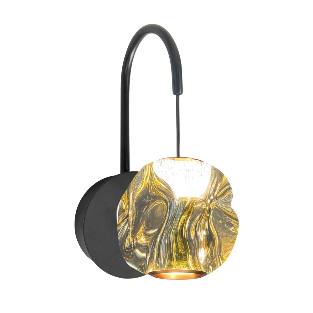 Wandlamp Melina zwart met amber glas