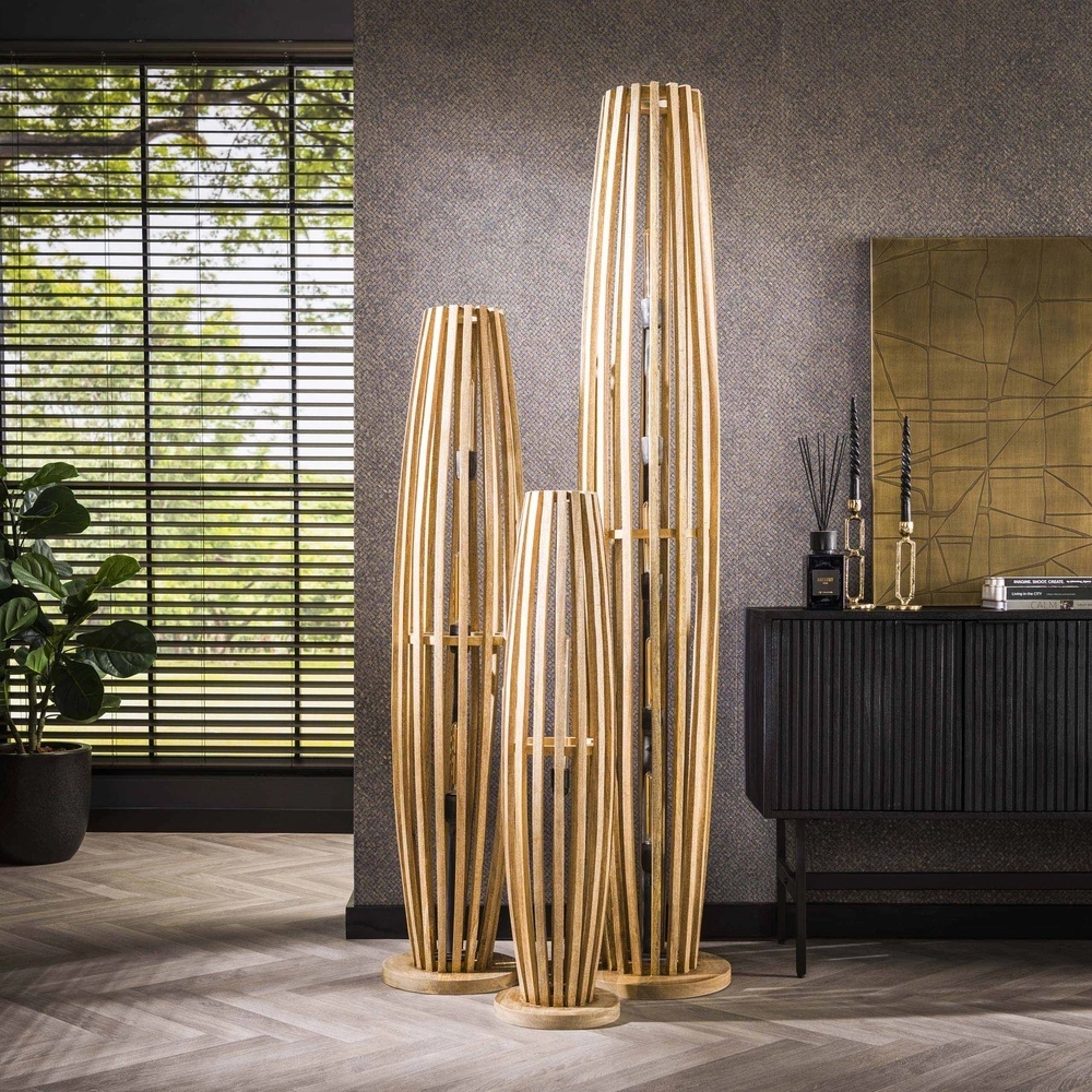 Houten vloerlamp Orbit 105cm - 1x E27 Lyora 8716803511095