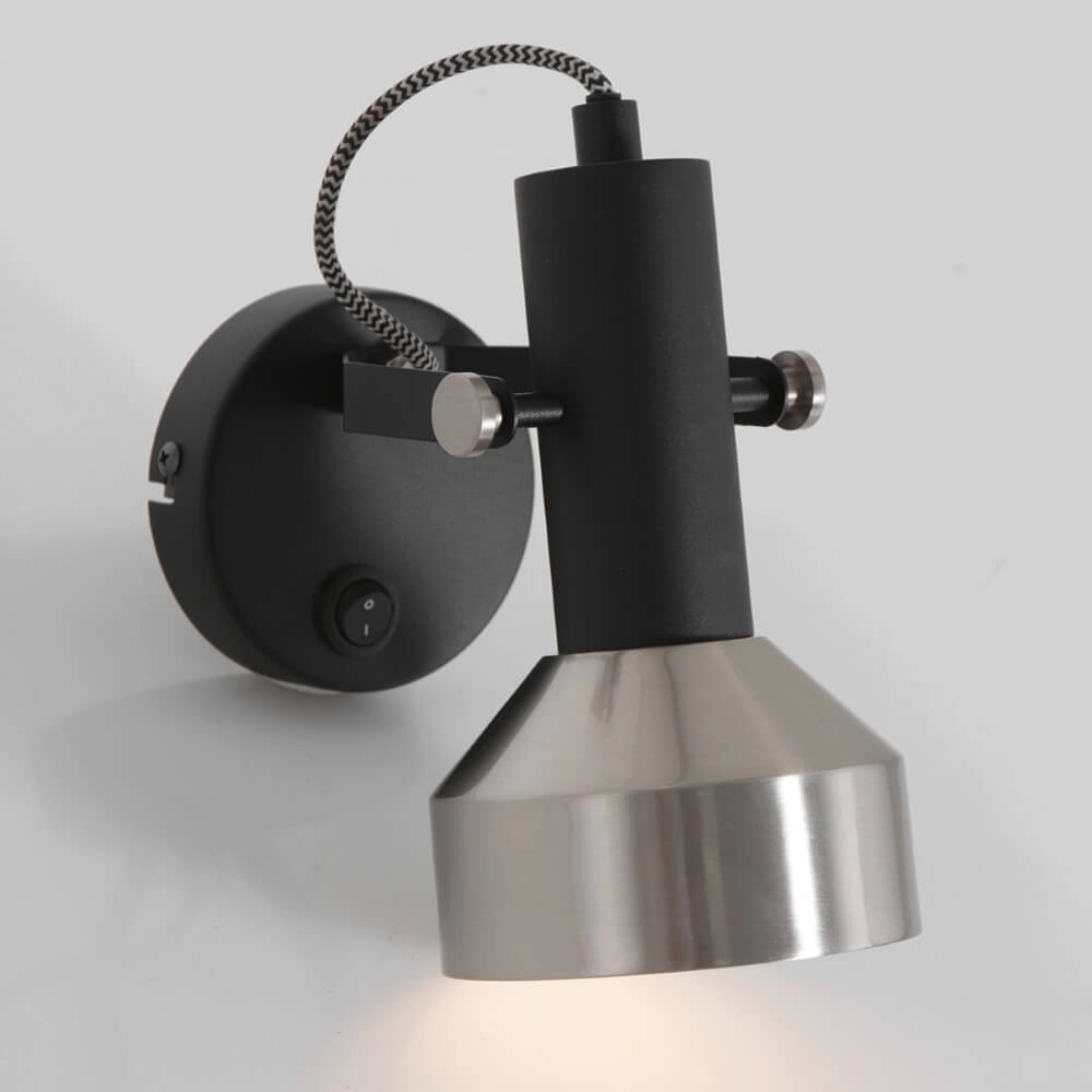 Zwart met RVS wandlamp Acier Steinhauer 8712746151442