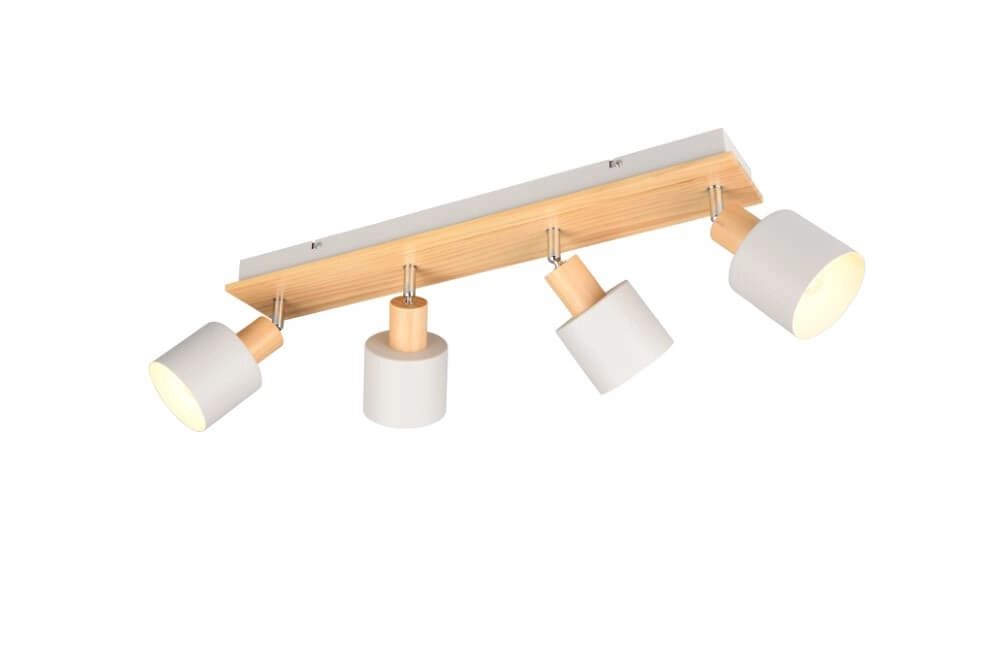 4-lichts plafondlamp Shanti met houtlook 4-lichts plafondlamp Shanti met houtlook