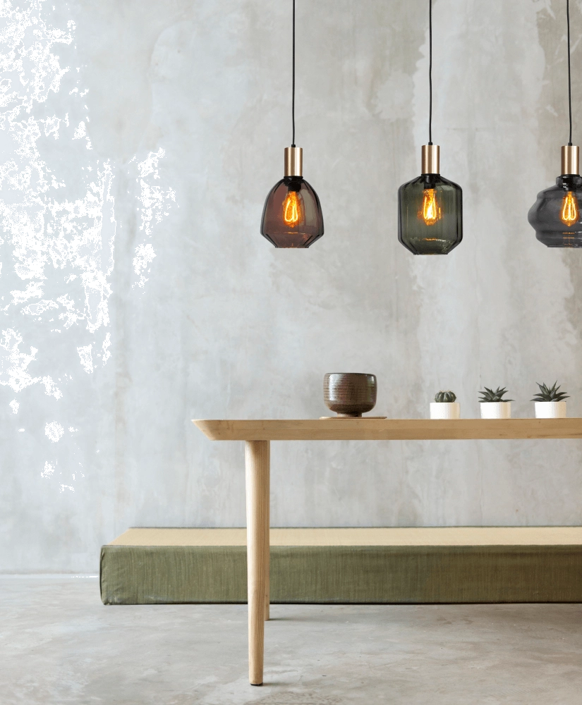 3-lichts hanglamp - goud - Porto met verschillende glazen Masterlight 8718121270111