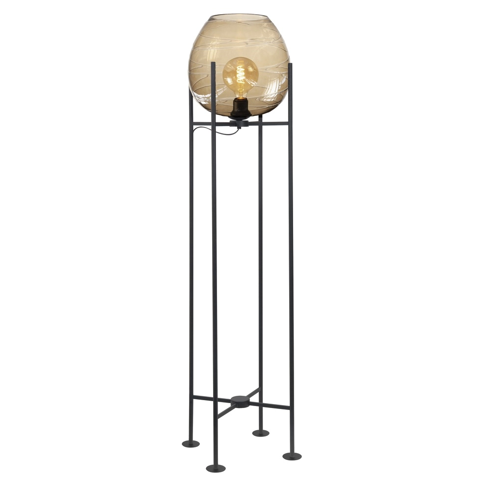 Vloerlamp Fantasy zwart met goud glas 140cm
