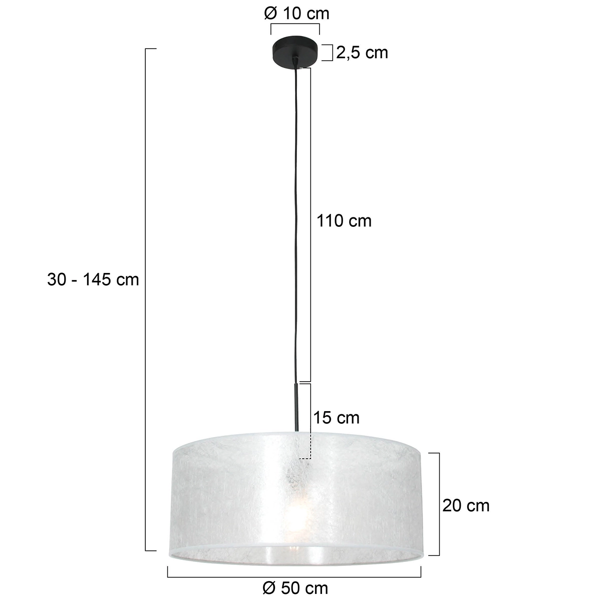 Hanglamp Sparkled 50cm met zilvergrijze kap Steinhauer 8712746146233