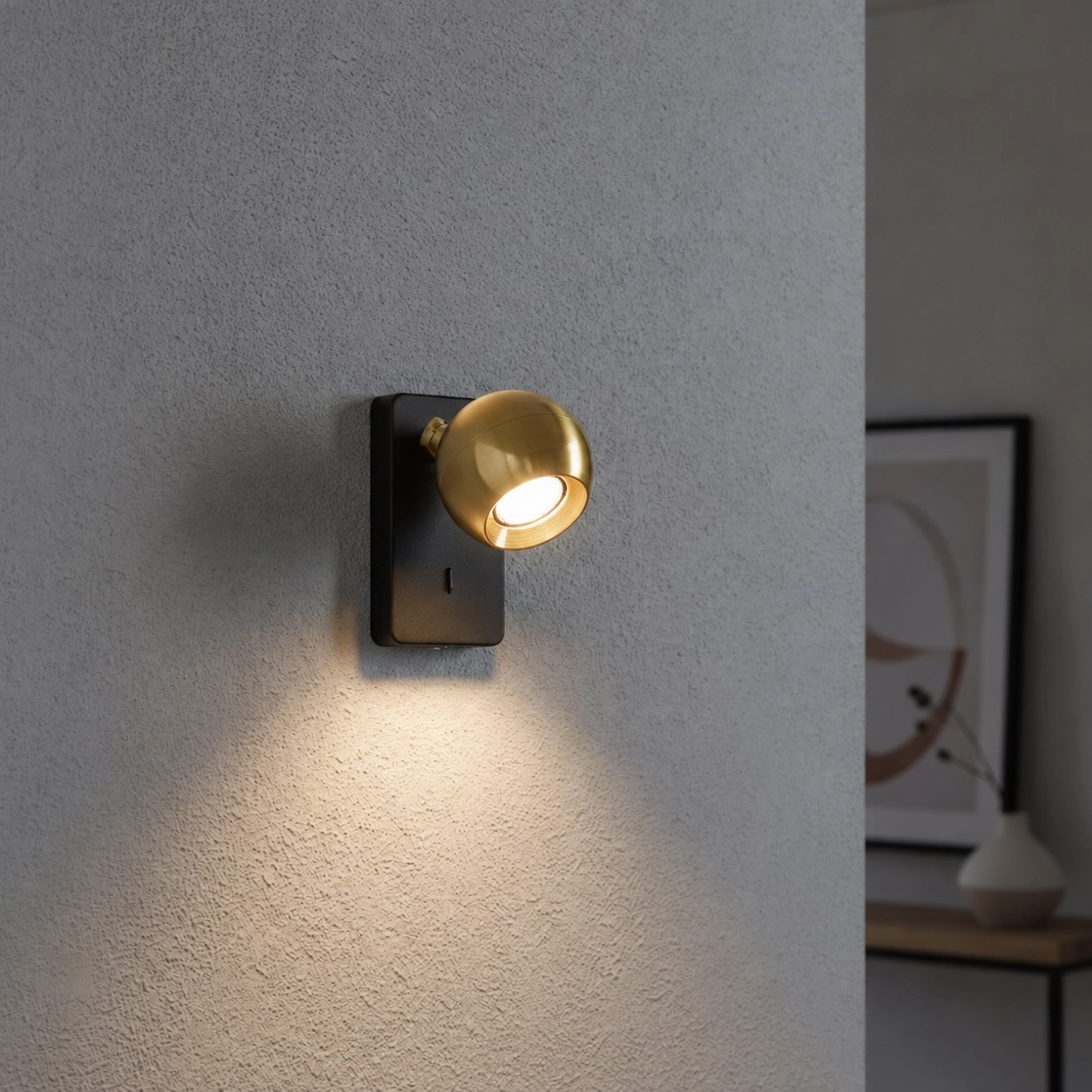 Wandlamp Bolero bol zwart met goud