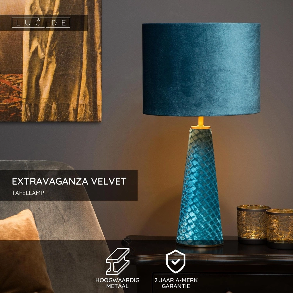 Tafellamp Extravaganza Velvet blauw Lucide 5411212105301
