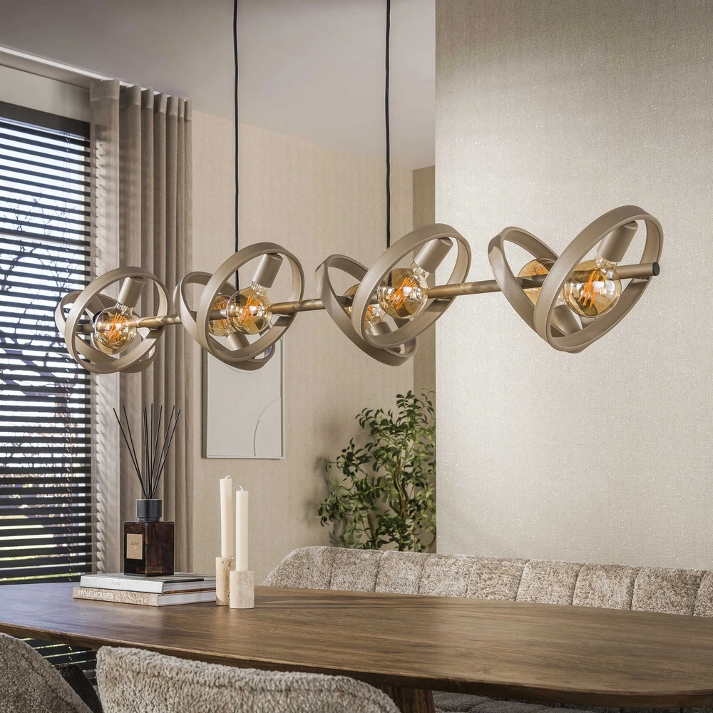 8 ringen hanglamp eettafel Hover zand - Ø 26cm Lyora 8716803513372