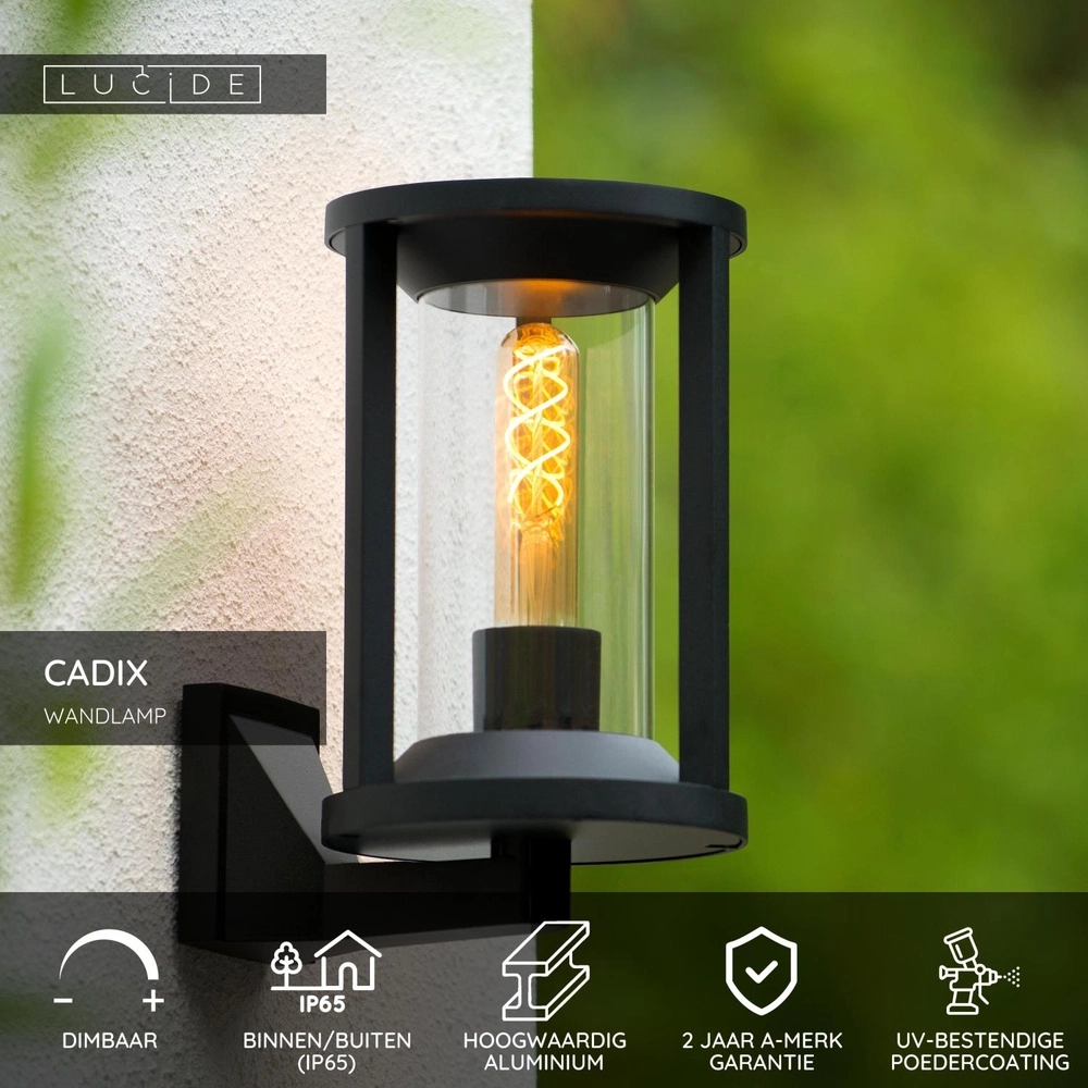 Voordeur lamp Cadix zwart IP65 Lucide 5411212151896