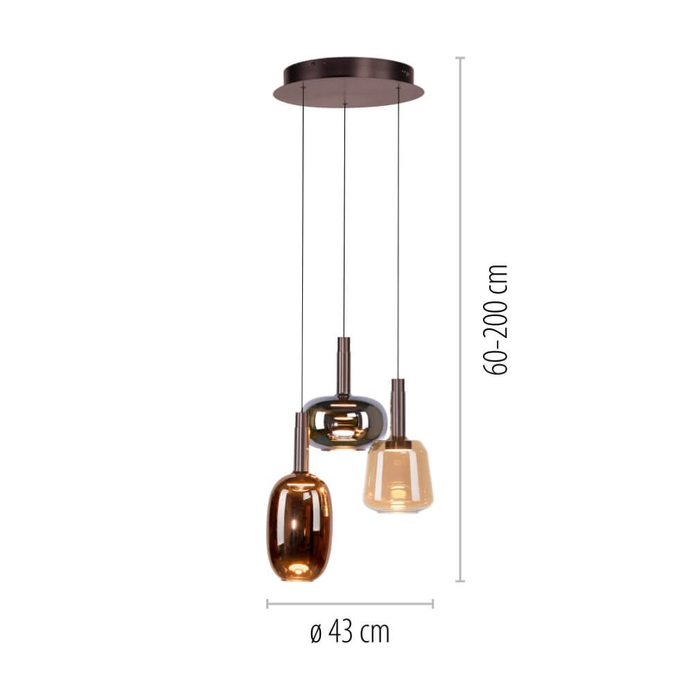 Vrolijke hanglamp Irides 3-lichts rond Paul Neuhaus 4012248385845