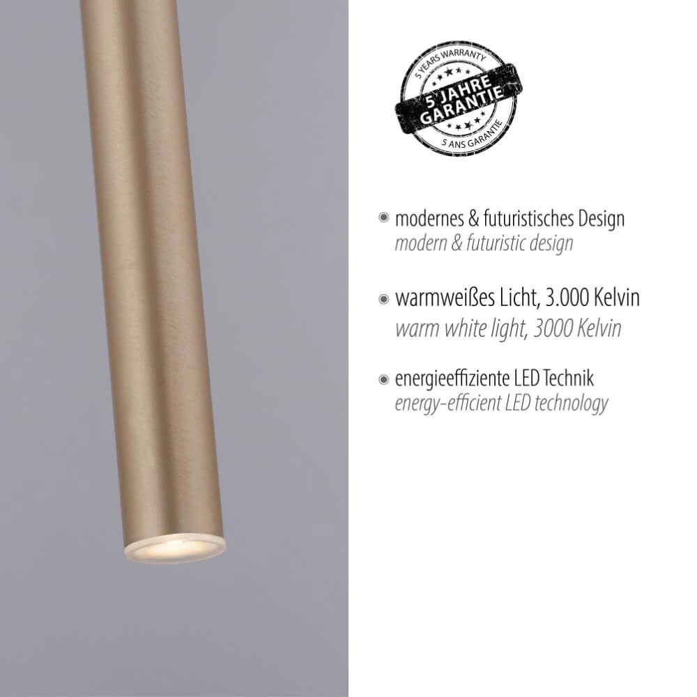 Unieke hanglamp Flute 1-lichts messing Paul Neuhaus 4012248374740