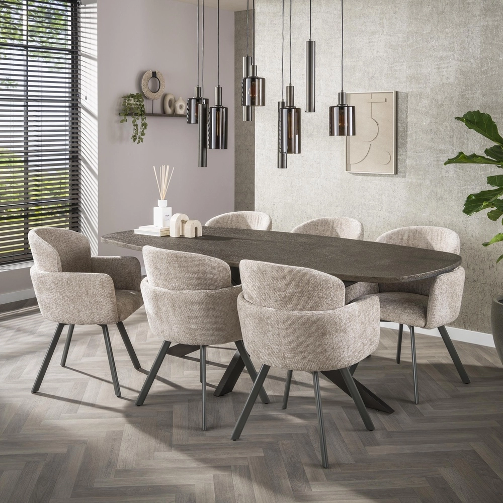 Eettafel hanglamp Sepiora Sienna bruin - donker glas - met pendels Lyora 8716803513464