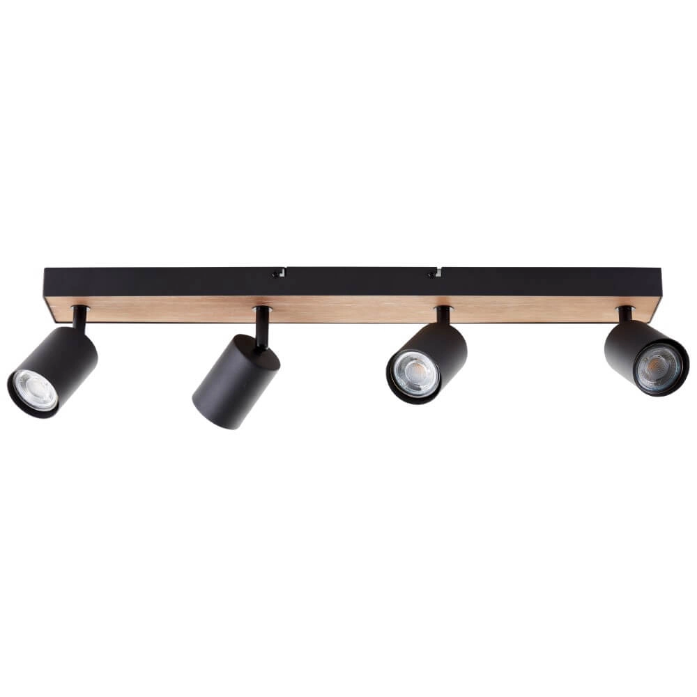 4-lichts lamp Jello Wood zwart met hout Brilliant 4004353428401