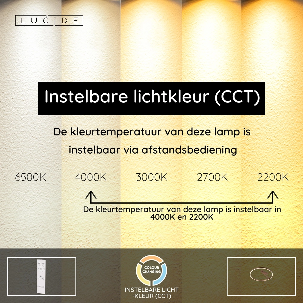 Design plafondlamp Applause Ø 60cm - koffie bruin - met afstandsbediening Premium by Lucide 5411212221810