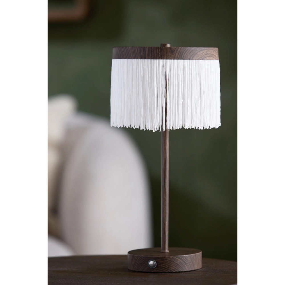 Oplaadbare schemerlamp Diny walnoot look met wit Light & Living 8717807816377