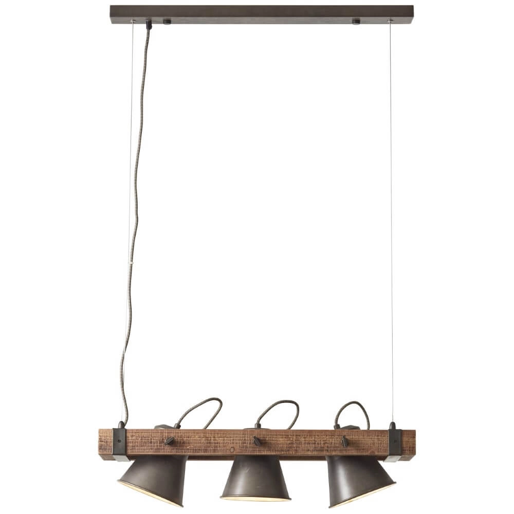 3-lichts hanglamp Decca zwart met bruin Brilliant 4004353361487
