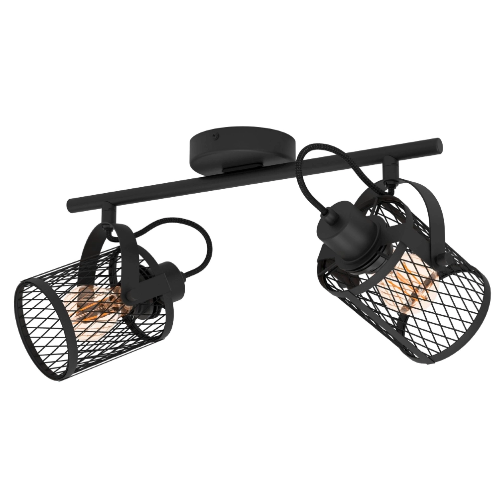 Plafondlamp Dellow 1 zwart 2-lichtst Plafondlamp Dellow 1 zwart 2-lichtst