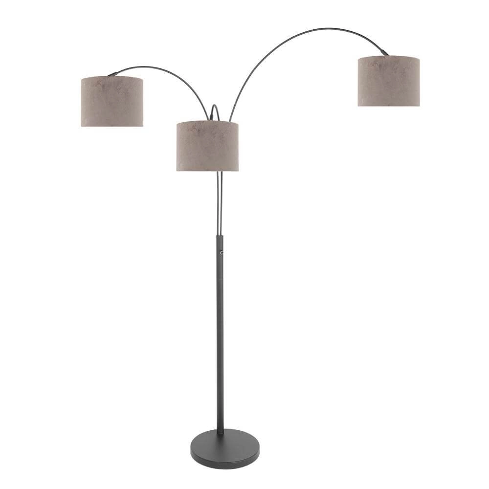 Vloerlamp Sparkled Light zwart met taupe kappen Steinhauer 8712746173574