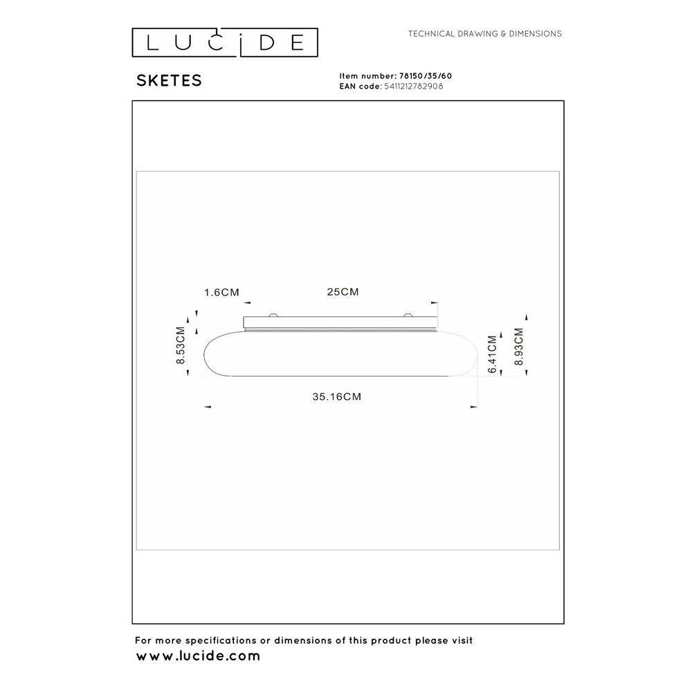 Plafonniere Sketes transparant Ø 35,2cm Lucide 5411212782908
