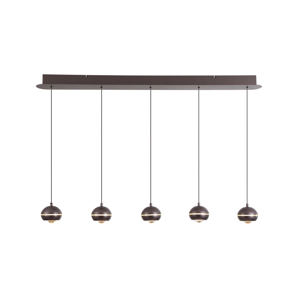 Design hanglamp Meteor 5-lichts recht zwart nikkel