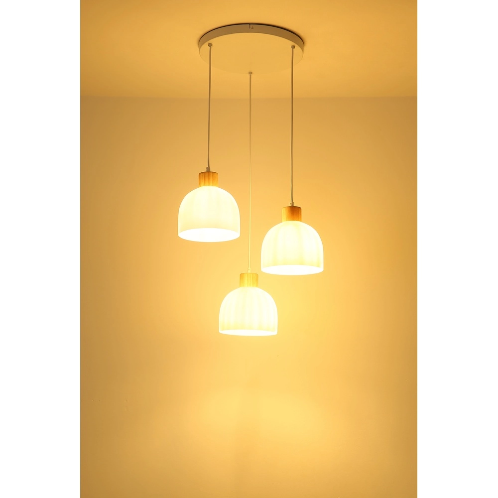 3-lichts hanglamp Swanson wit Globo 9007371592999