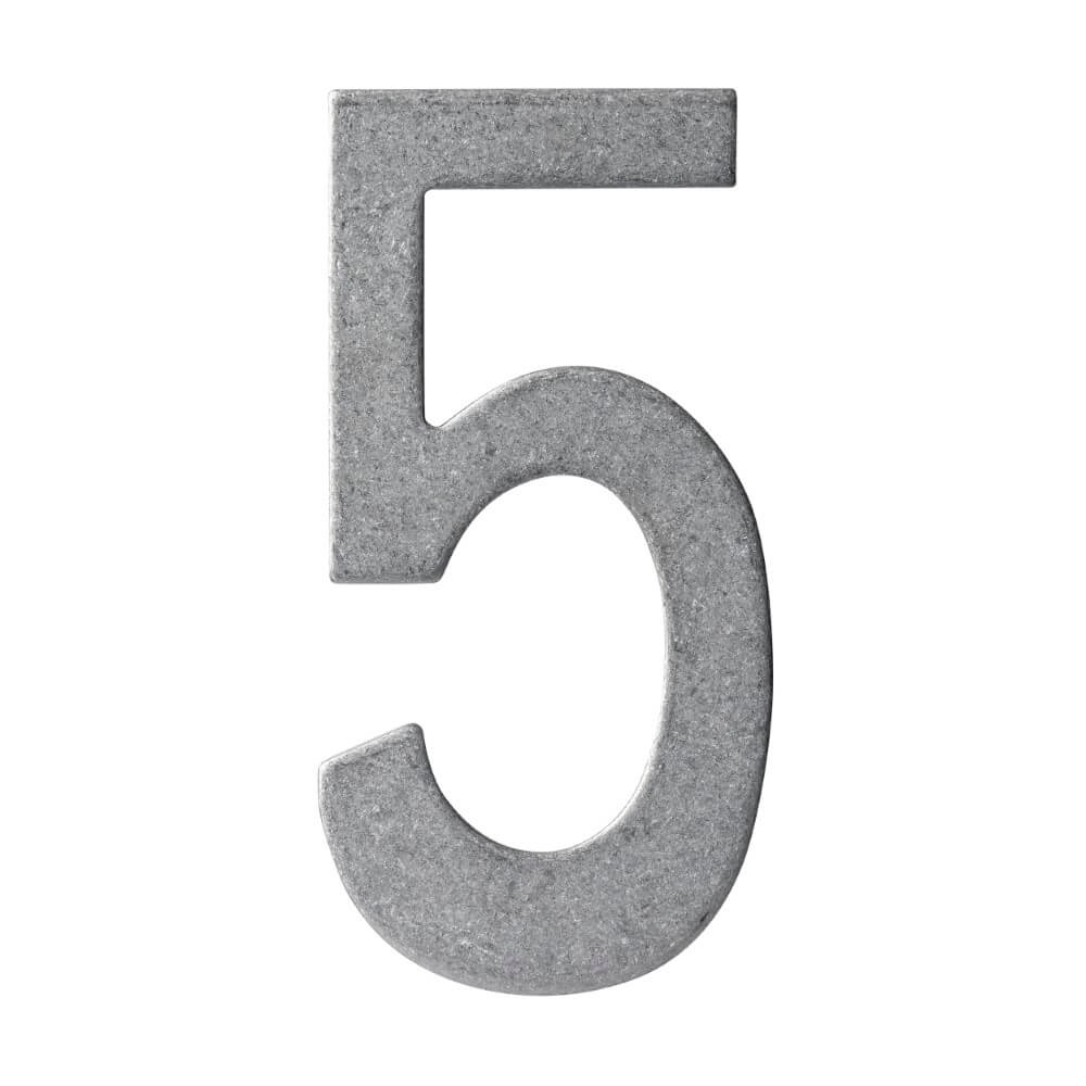 Huisnummer 5 Numbra 15cm RVS getrommeld