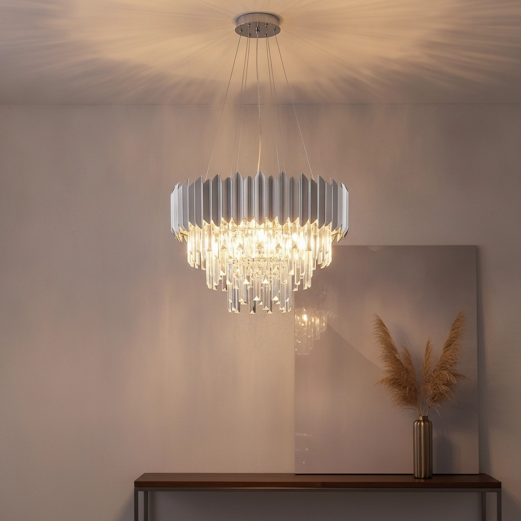 Hanglamp Magnolia chroom en kristal Ø 50cm