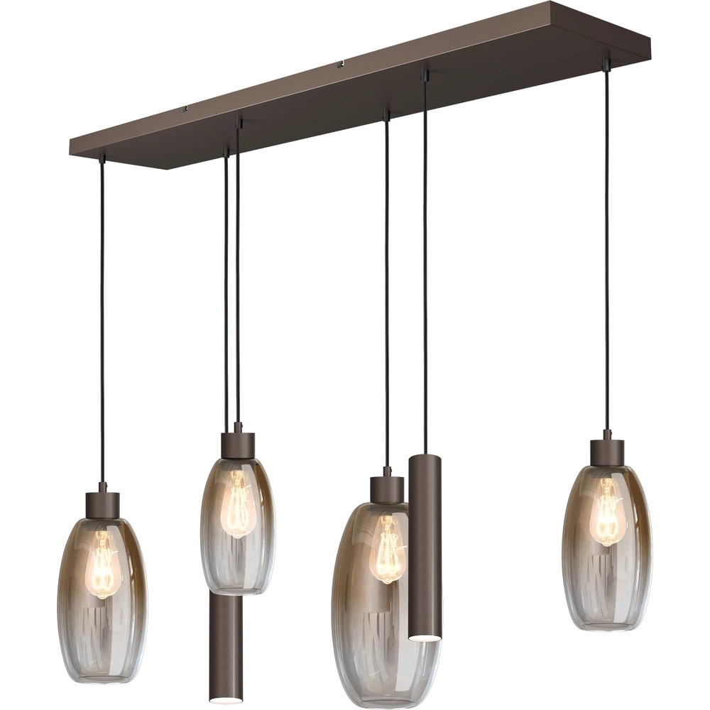 Glazen hanglamp Olive 4x glas - 2x Run - cacao