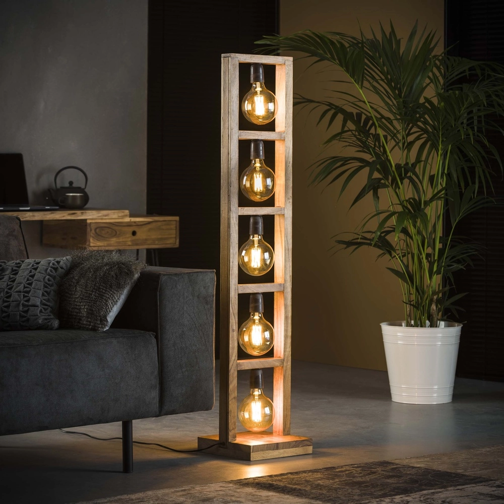 Houten vloerlamp Modulo 5x E27 - Massief acacia