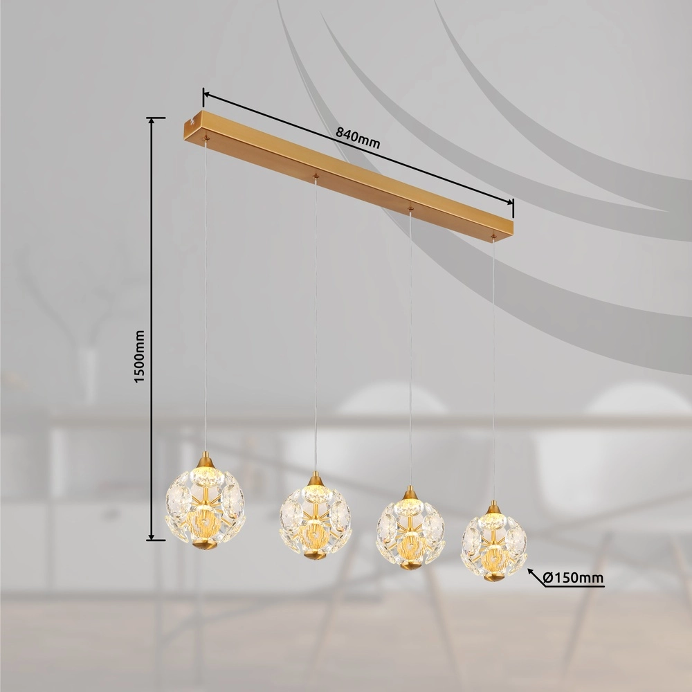 4-lichts hanglamp Virina goud Globo 9007371452620
