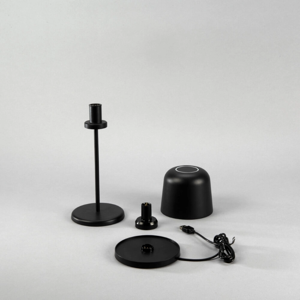 Oplaadbare tafellamp Biot zwart met afneembaar kapje KonstSmide 7318307845754