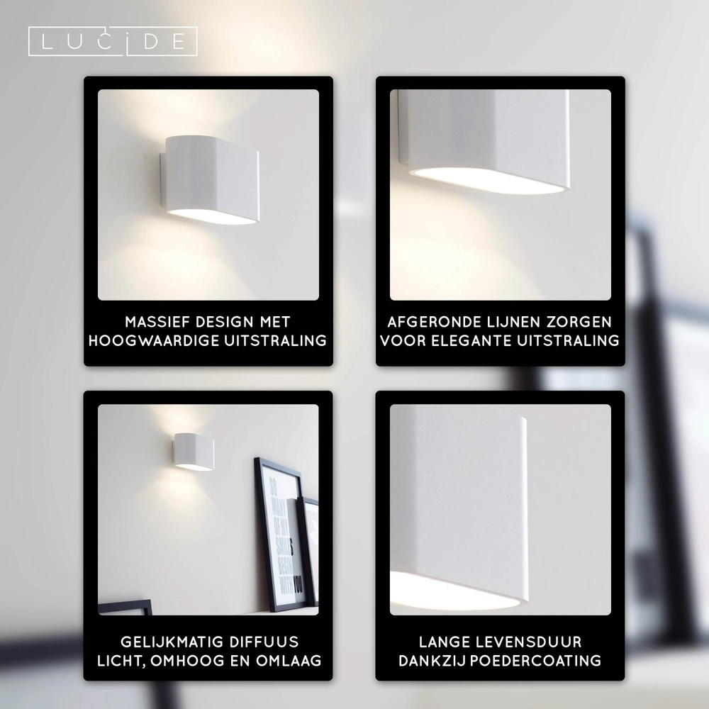 Wandlamp Xera 16cm wit Lucide 5411212233691