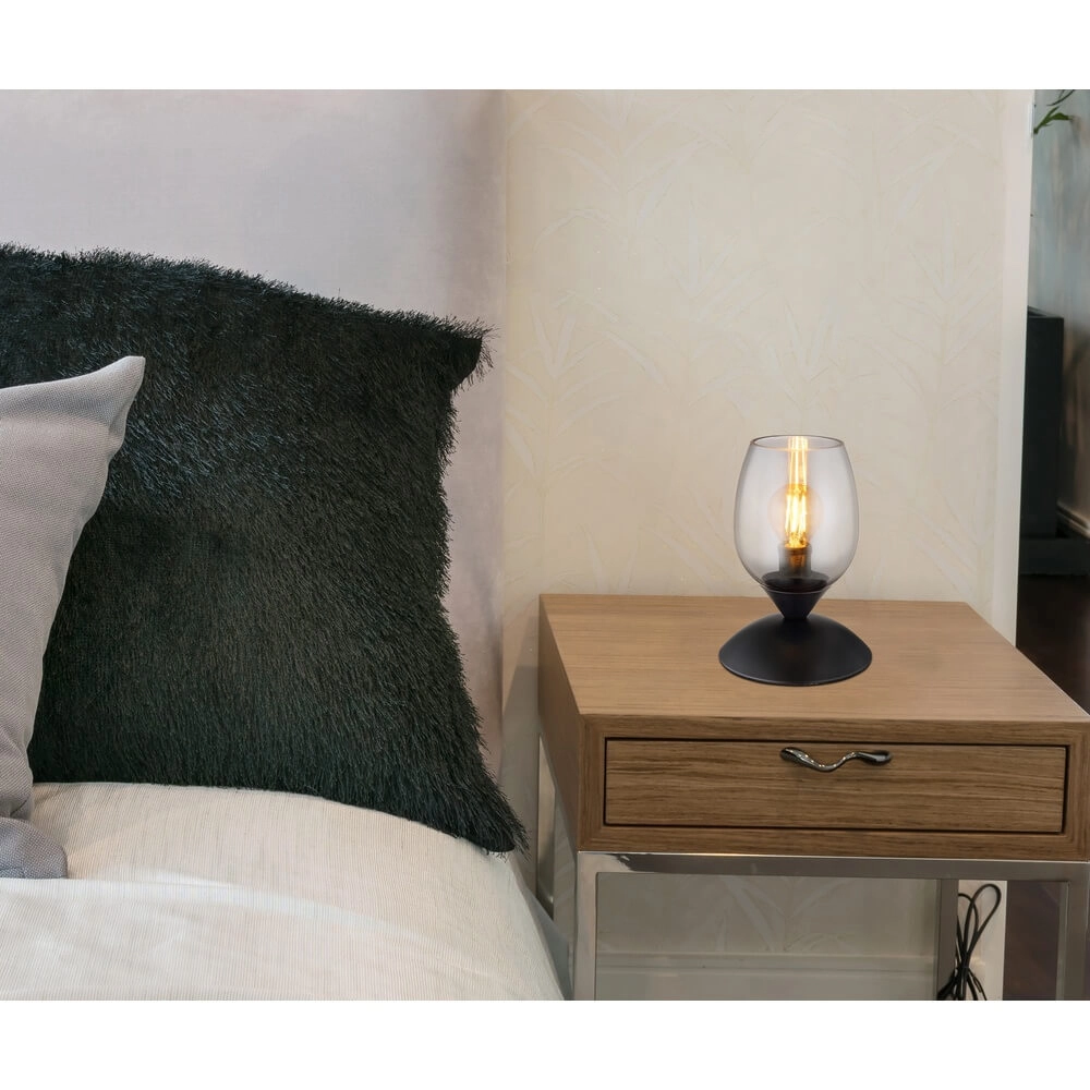 Tafellamp Kuwaita zwart met smoke glas Globo 9007371452989
