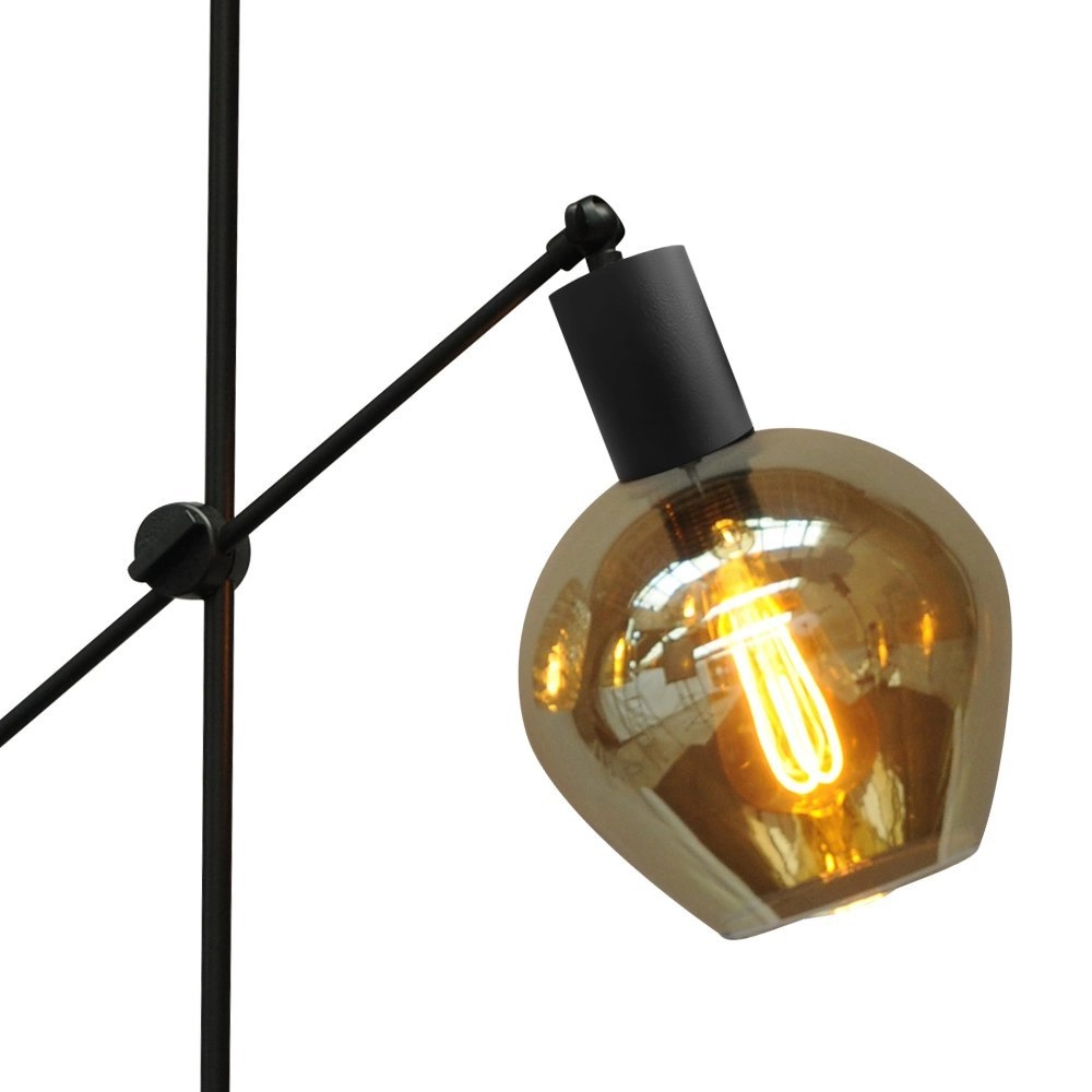 Vloerlamp zwart Bounty verstelbaar met rond glas Masterlight 8718121247854