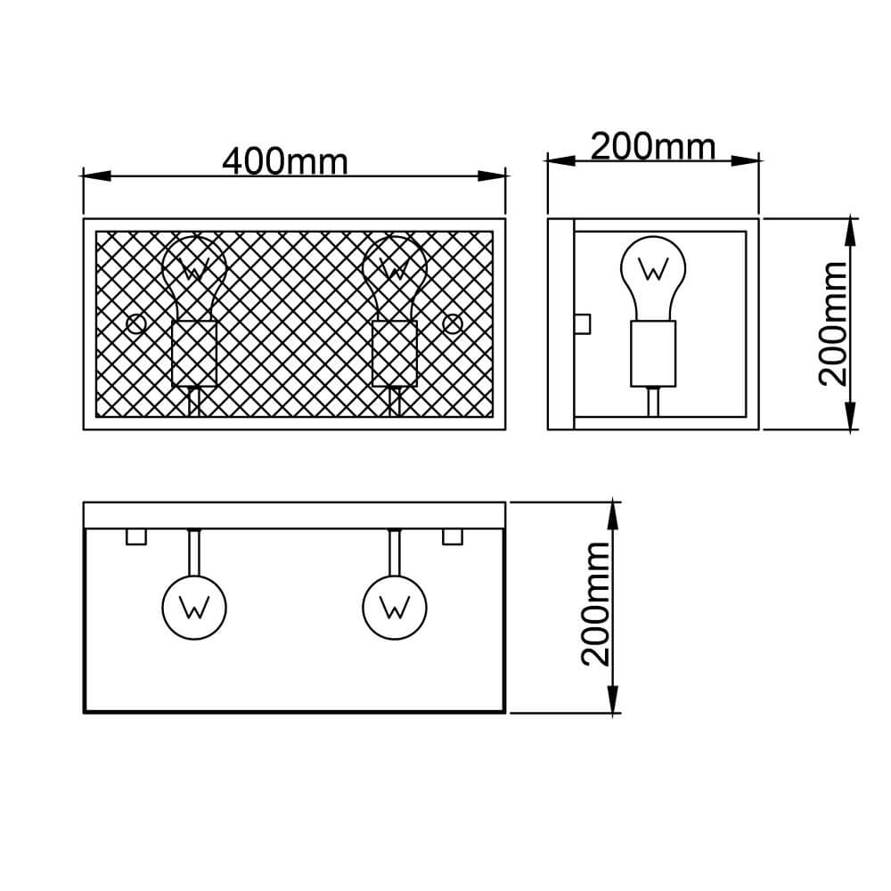 Vierkante muurlamp Maze 2x E27 zwart Brilliant 4004353409509