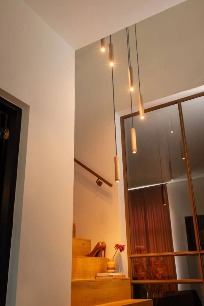 Zandkleurige hanglamp Miller Sand 5-lichts ETH 8720195307150