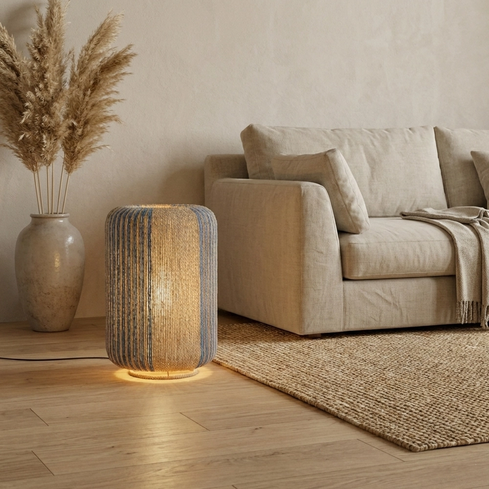 Tafellamp Abby Ø 33cm bruin met blauw