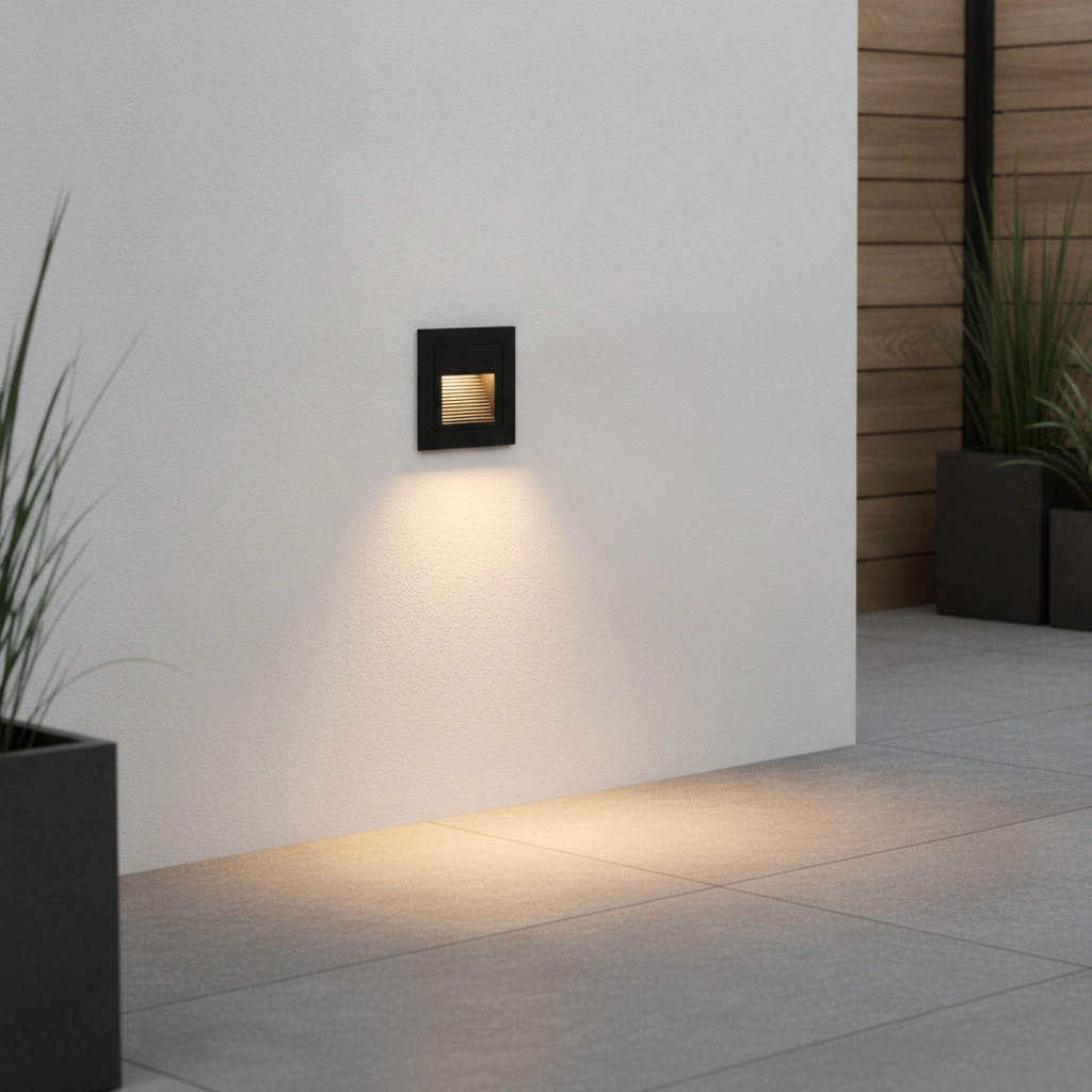 Vierkante inbouwlamp Polka zwart