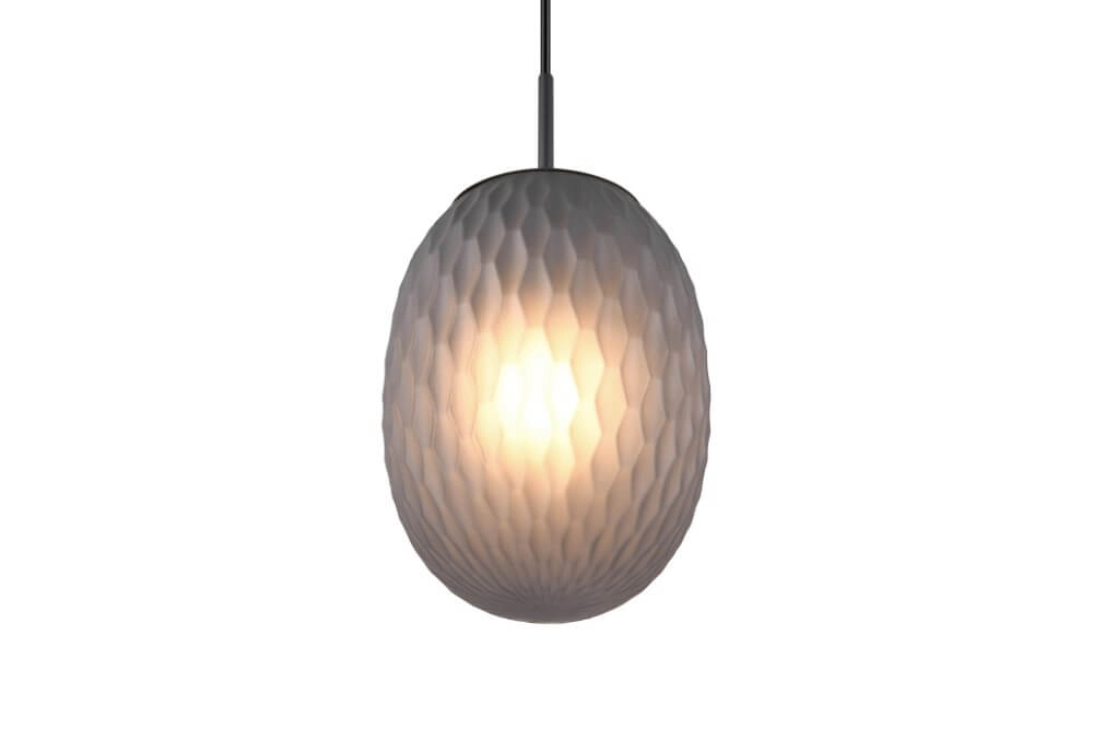 Glazen hanglamp Facette met geribbeld smoke glas Trio 4017807616828