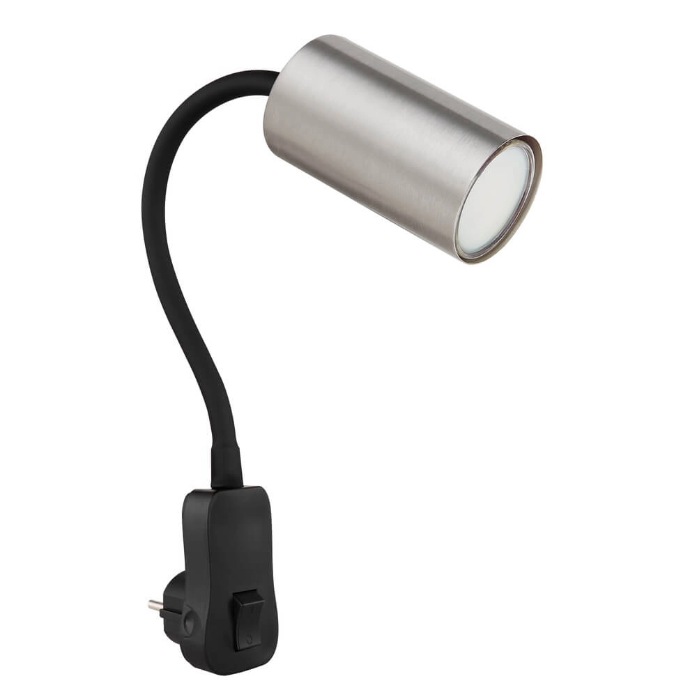 Zwarte lamp Robby stopcontact met nikkel Globo 9007371439928