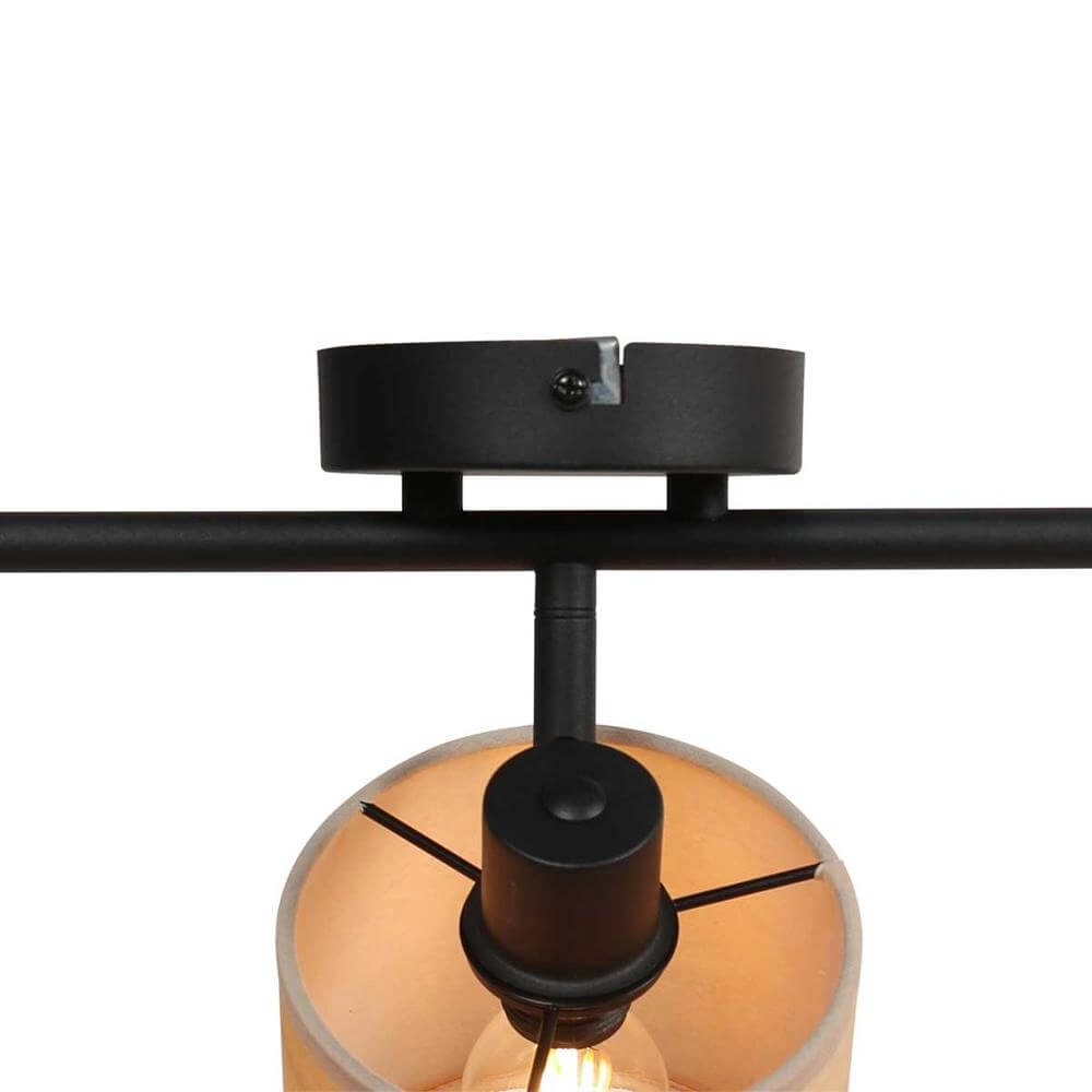 Plafondlamp Bambus zwart met bamboe 3-lichts Steinhauer 8712746171426