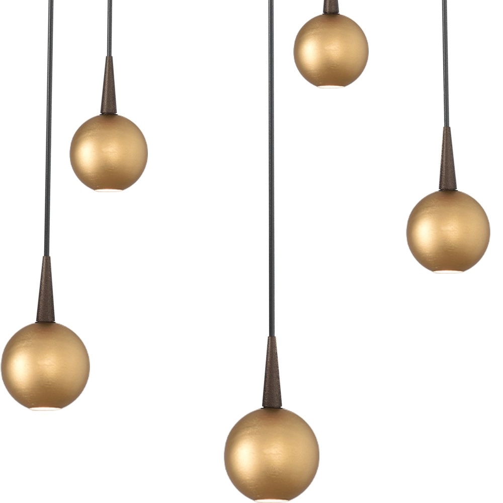 5-lichts hanglamp Talana cacao bruin met goud Ø 35cm DTW Masterlight 8718121427126
