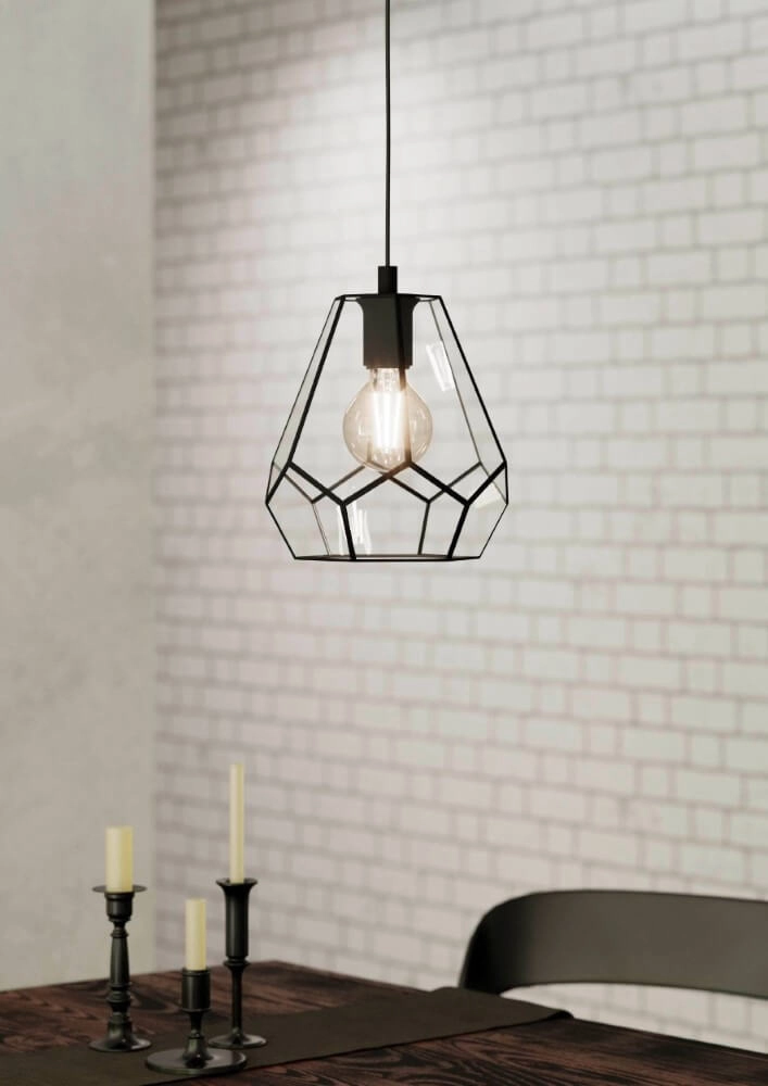 Hanglamp Mardyke zwart met glas Eglo 9002759436438