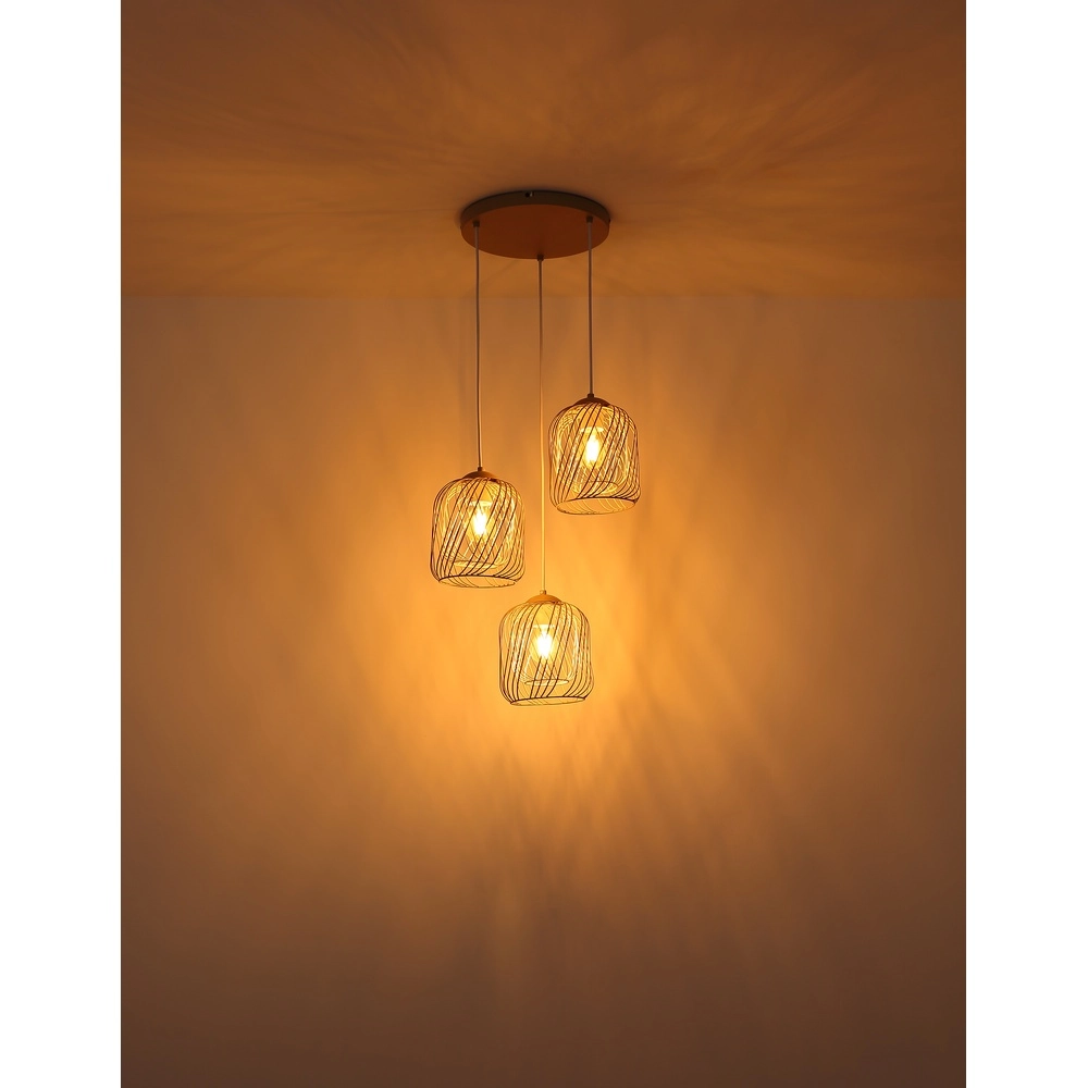3-lichts hanglamp Dichti rond zand bruin Globo 9007371528356