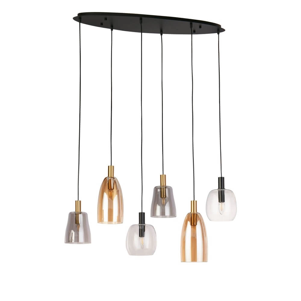 6-lichts hanglamp Divine meerdere kleuren glas Searchlight 5053423250656