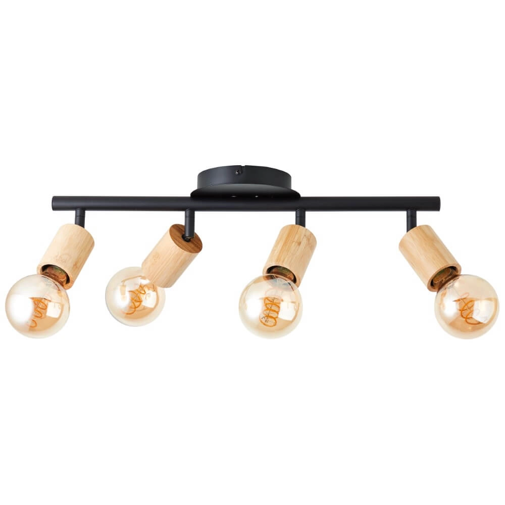 4-lichts plafondlamp Tiffany zwart met hout Brilliant 4004353406492