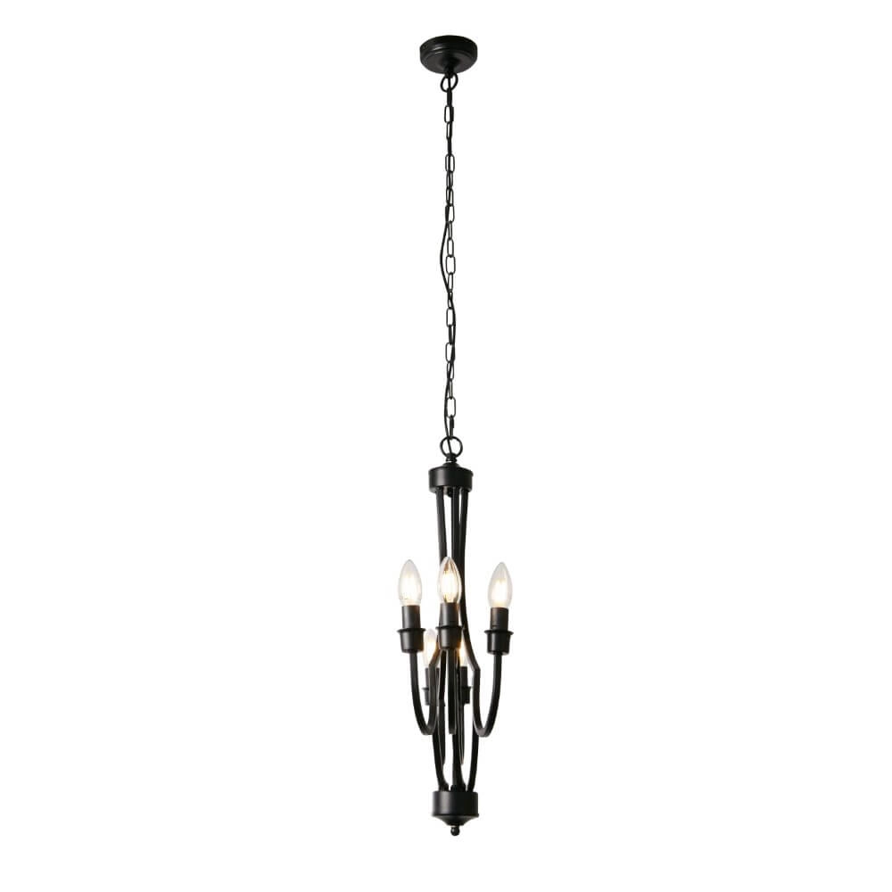 Klassieke hanglamp Lodge 5-lichts zwart Searchlight 5053423242200